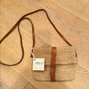 Made By Minga Tan Woven Crossbody Bag